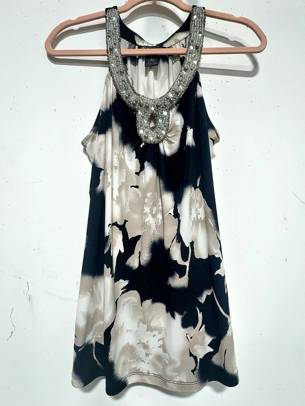 INC International Concepts Floral Embellished Beaded Top XL